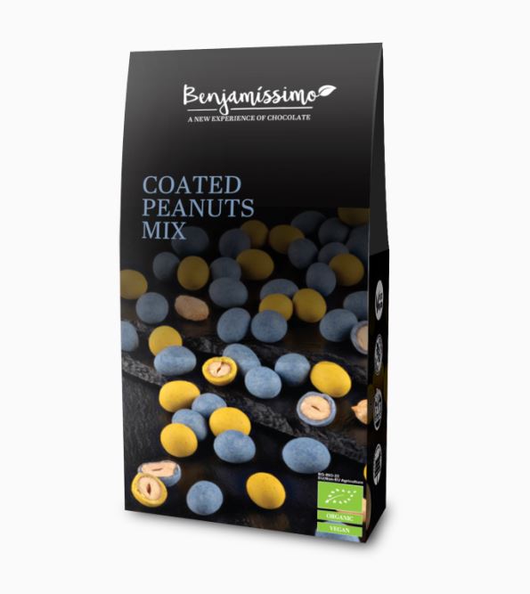 Arašidy obalené s modrou spirulinou a kurkumou, zázvorom a citrónobio 60g Benjamissimo NEW