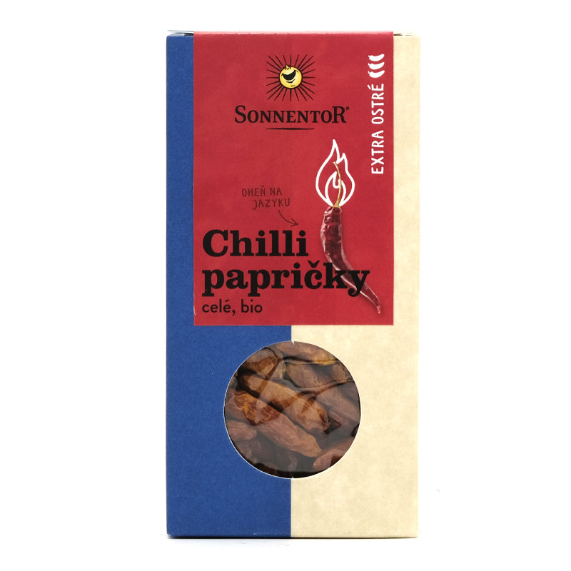 Chilli papričky lusky extra ostré celé, korenie bio 25g Sonnentor