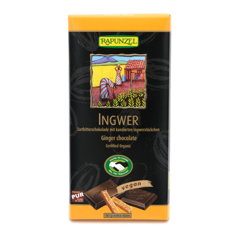 Čokoláda horká so zázvorom bio fairtrade 80g Rapunzel