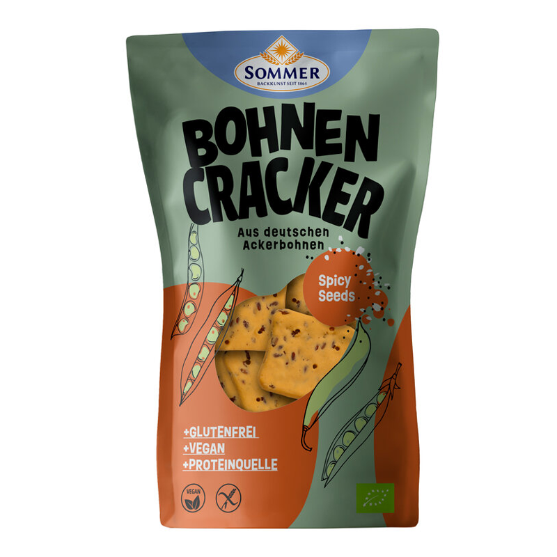 Fazuľové krekry s pikantnými semienkami bio 100g Sommer