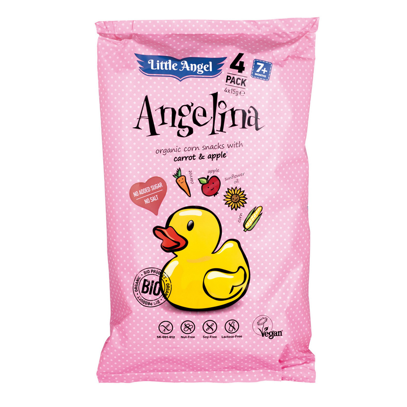 Chrumky Angelina mrkva a jablko bio 4x15g Little Angel