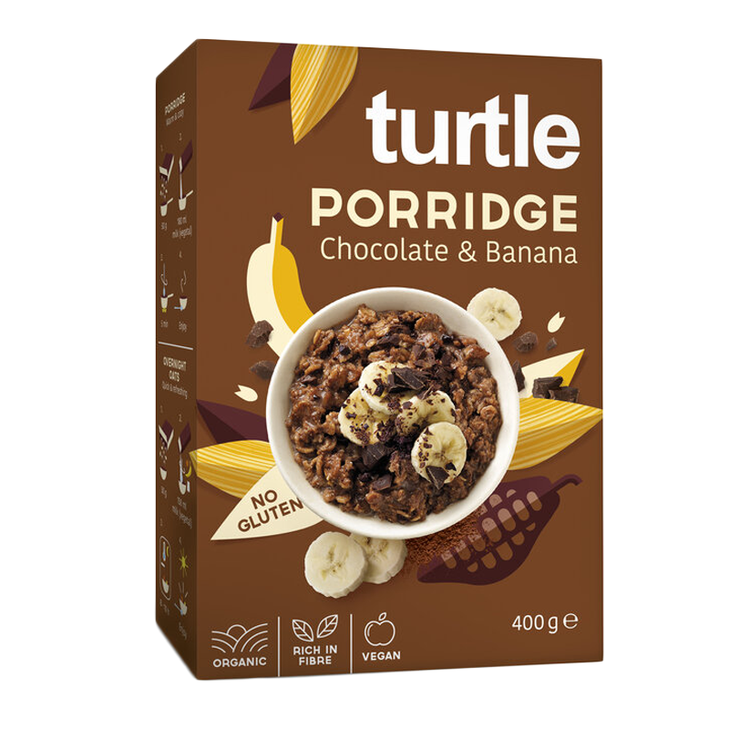 Ovsená bezlepková kaša čokoláda a banán bio 400g Turtle