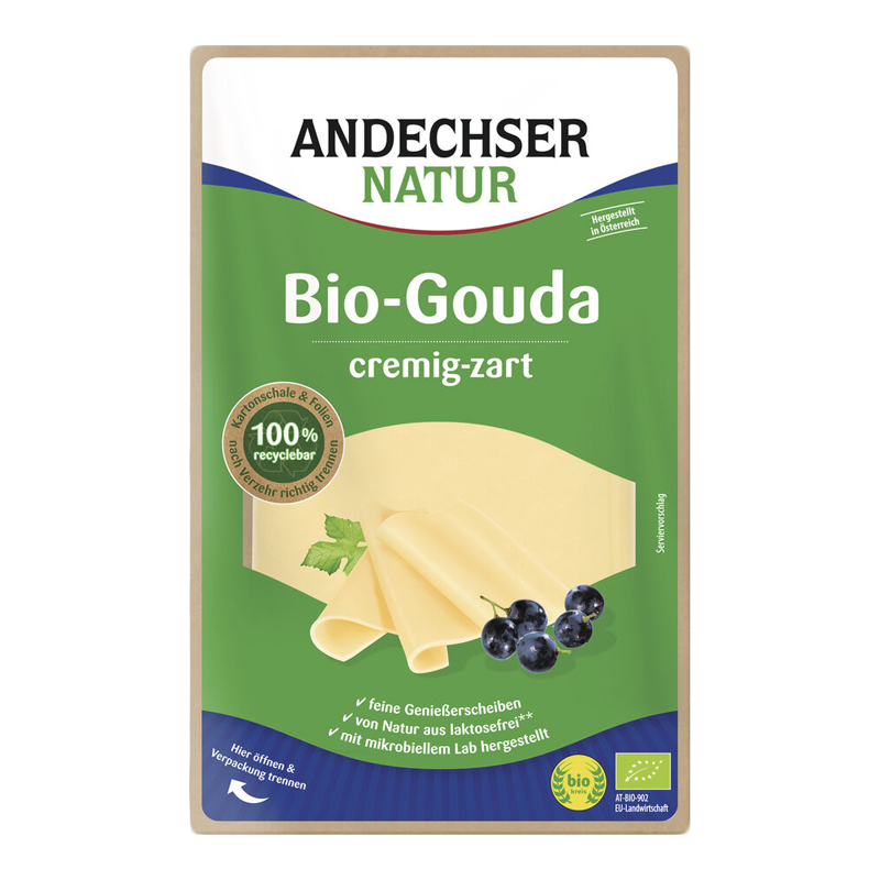 Plátkový syr gouda bio 170g Andechser Natur