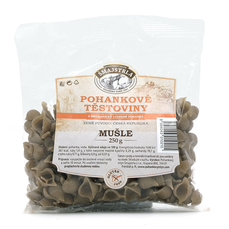 Bezlepkové cestoviny pohánkové mušličky 250g Šmajstrla