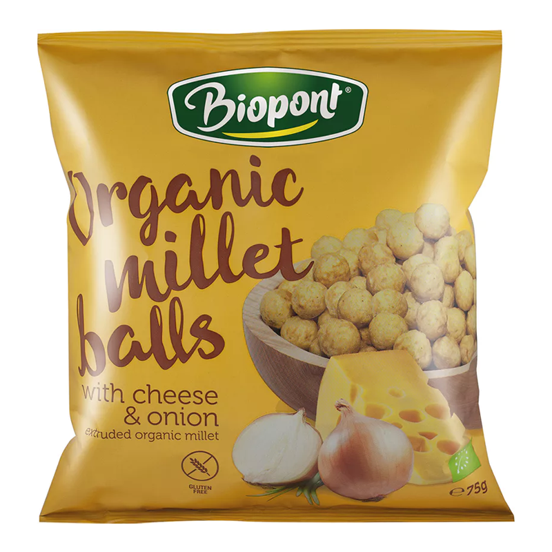 Prosové chrumky so syrom a cibuľou 75g Biopont