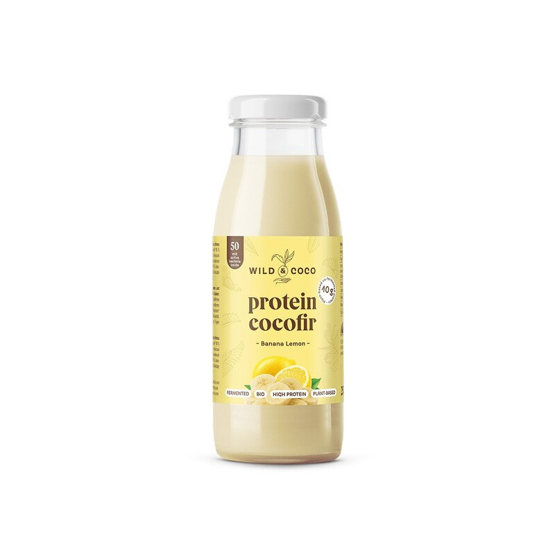 Proteínová alternatíva kefíru z kokosu Biotic Cocofir Banán Citrón raw bio 250 ml Wild