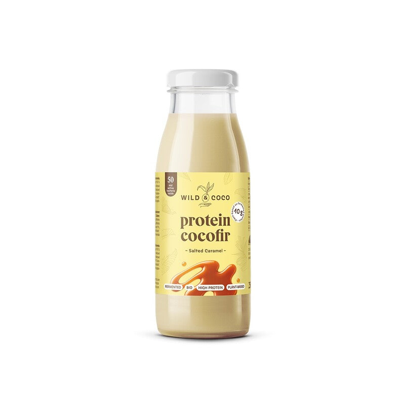 Proteínová alternatíva kefíru z kokosu Biotic Cocofir slaný karamel raw bio 250 ml Wild