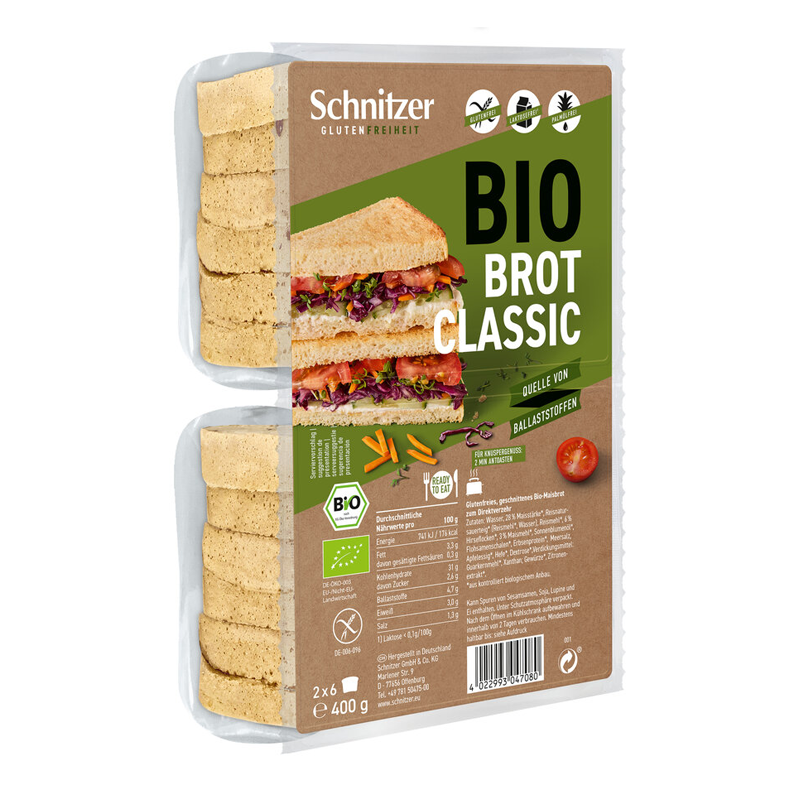 Bezlepkový chlieb krájaný Classic bio 400g Schnitzer