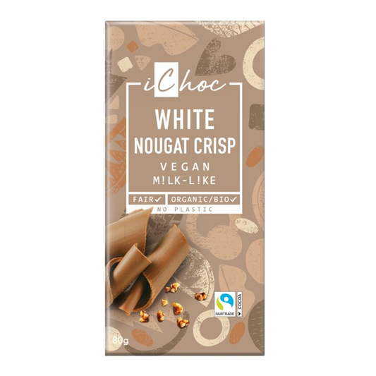 Biela čokoláda chrumkavá nugátová bio 80g iChoc