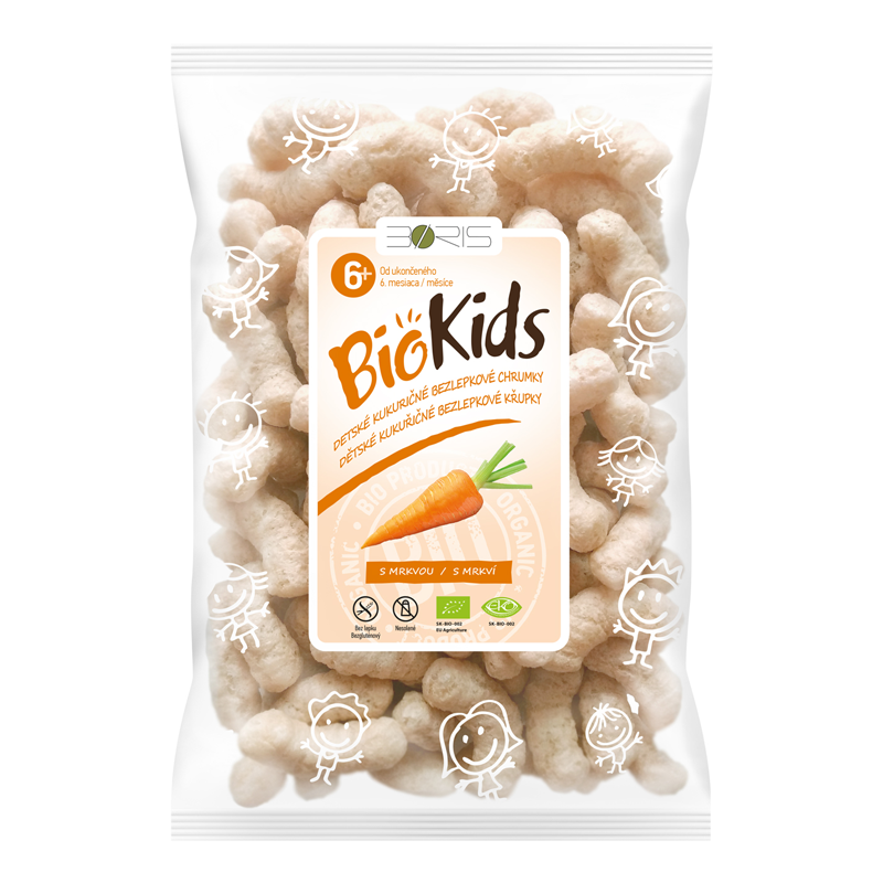 Kukuričné chrumky s mrkvou bio 55g BioKids