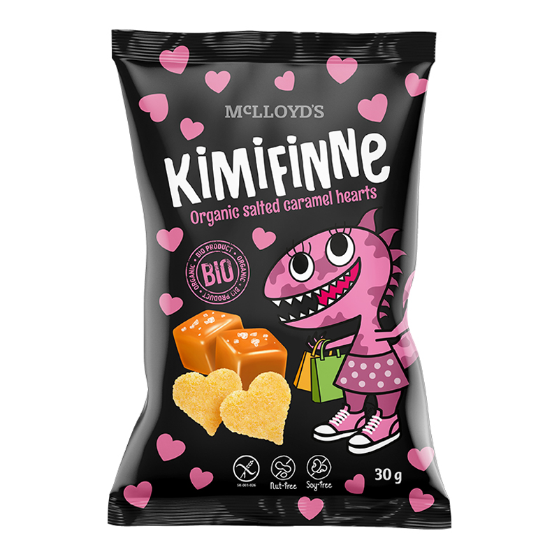 DOPREDAJ Chrumky srdiečka Kimifinne slaný karamel bio 30g McLLOYDS
