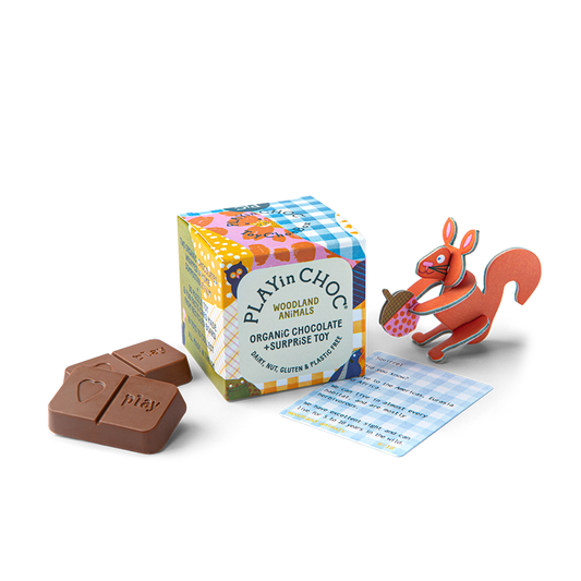 Čokoláda s hračkou - lesné zvieratká bio 20g PLAYinCHOC