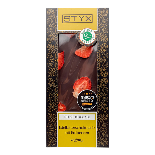 Horká čokoláda s jahodami bio 100 g Styx