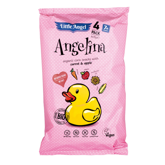 Chrumky Angelina mrkva a jablko bio 4x15g Little Angel