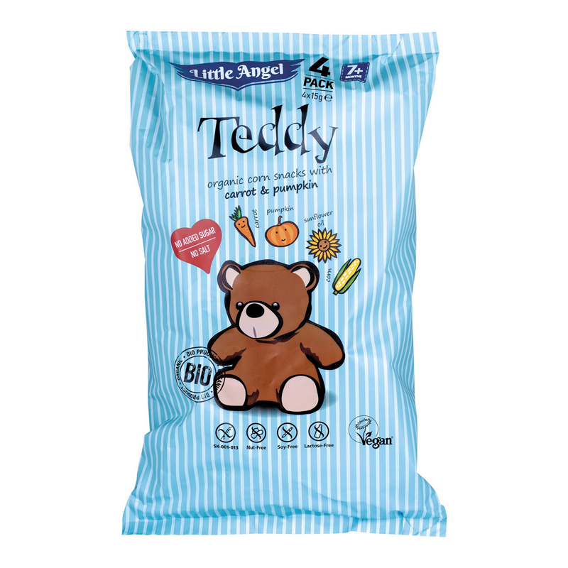 Chrumky Teddy mrkva a tekvica bio 4x15g Little Angel