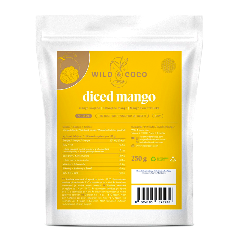 Mango krájané mrazené 250g Wild&Coco