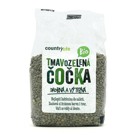 Šošovica tmavozelená bio 500g Country Life