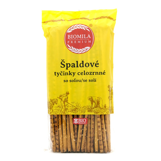 Špaldové tyčinky celozrnné so soľou bio 150g Biomila