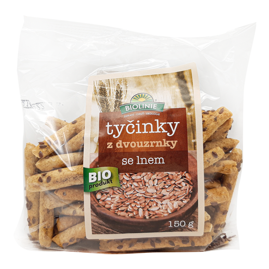 Tyčinky z dvojzrnky s ľanom bio 150g Biolinie