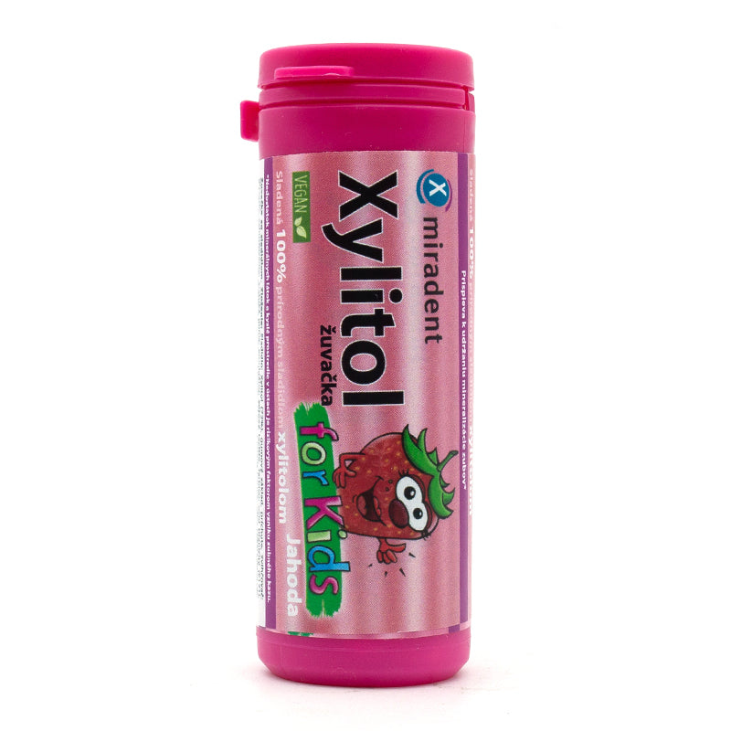 Xylitolové žuvačky Jahoda pre deti 30ks Miradent