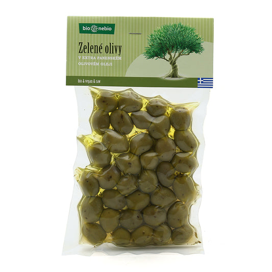 Zelené olivy extra panenskom oleji bio 250g Bionebio