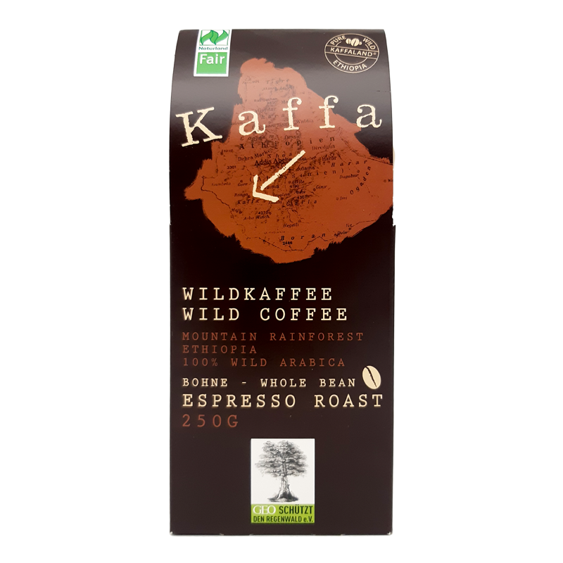 Zrnková divoká etiópska káva Espresso Roast bio 250g Kaffa